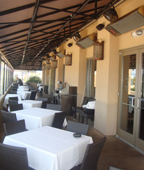 infrared patio heater under awning angle mount